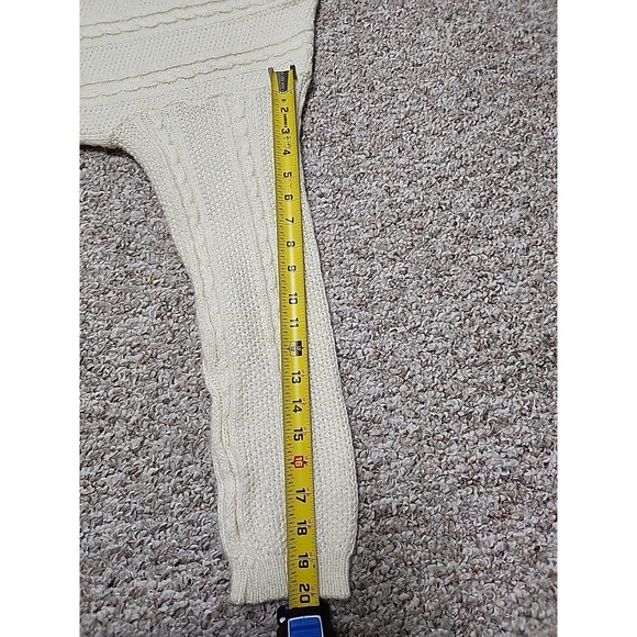 Vtg LL Bean Ivory Mohair Blend Cable Knit Cardigan Sweater USA Made Small - Picture 6 of 14